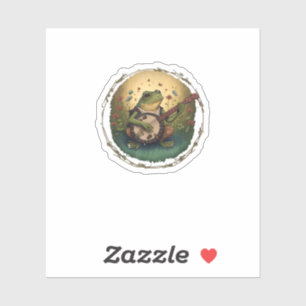 Cottagecore Kikker Speelt Banjo Goblincore Estheti Sticker