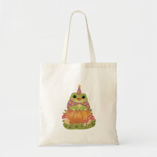 Cottagecore Kikker Tovenaar Halloween Pompoen Tote Bag