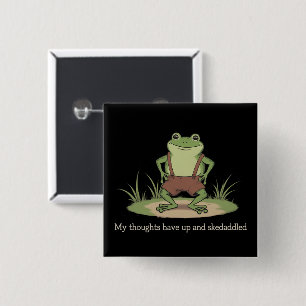 Cottagecore Kikker Wegrennen Grappig Sarcasme Vierkante Button 5,1 Cm