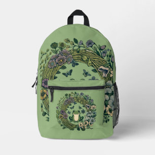 Cottagecore Kikker Wilde Bloemen Bedrukte Rugzak
