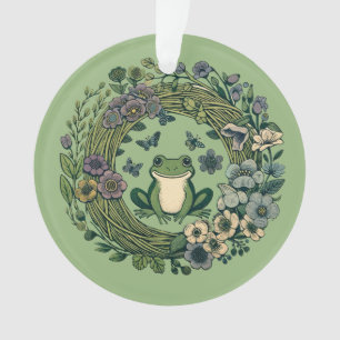Cottagecore Kikker Wilde Bloemen Ornament