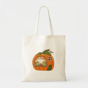 Cottagecore Kikkertheepartij in Pompoenhuis Kunst Tote Bag