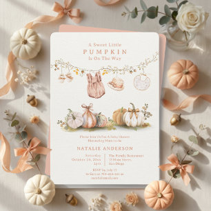 Cottagecore Kleine Pompoen Waslijn Baby Shower Kaart