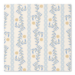 Cottagecore Klimmende Bloemstrepen Blauw & Wit Behang