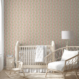 Cottagecore Klimmende Bloemstrepen Roze & Beige Behang