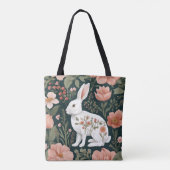 Cottagecore Knuffel Konijn Tote Bag (Achterkant)