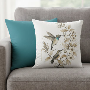 Cottagecore Kolibrie Botanische Verjaardagscadeau Kussen