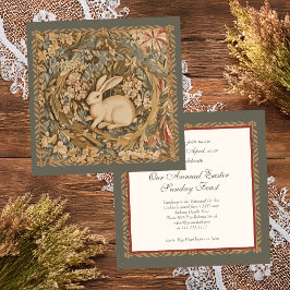 Cottagecore Konijn Paas Lunch Elegant Kaart