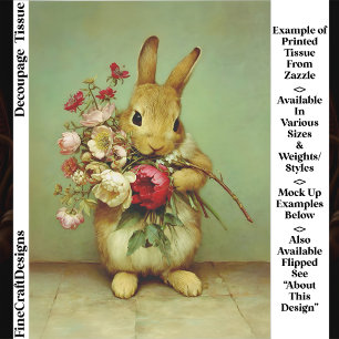 Cottagecore Konijn & Tuin Bloemen FB7R Decoupage Tissuepapier