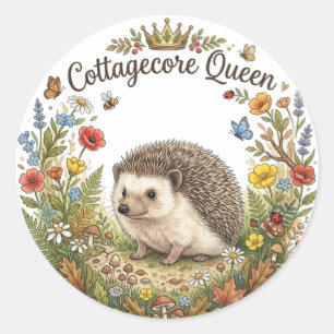 Cottagecore Koningin Cute Egel Bloemenkrans Ronde Sticker