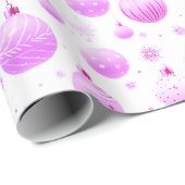 Cottagecore Lavendel Roos Kerstballen Cadeaupapier (Rol Hoek)