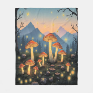 Cottagecore Lichtgevende Paddenstoelen en Vuurvlie Fleece Deken