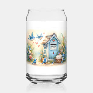 Cottagecore Liefdesbrieven Blauwe Vogel Brievenbus Blikvorm Glas