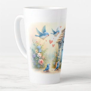 Cottagecore Liefdesbrieven Blauwe Vogel Brievenbus Latte Mok