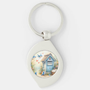 Cottagecore Liefdesbrieven Blauwe Vogel Brievenbus Sleutelhanger