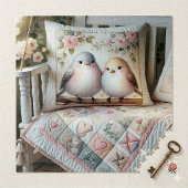 Cottagecore Liefdesvogel Bloemendeken Scene Legpuzzel