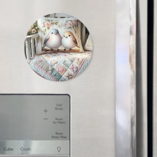 Cottagecore-liefdesvogel-bloemenschilderij Magneet