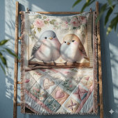 Cottagecore-liefdesvogel-bloemenschildering Deken