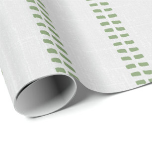 Cottagecore linnen strepen eenvoudig groen blokhut cadeaupapier
