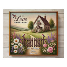 Cottagecore "Love Grows Here" Poster
