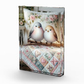 Cottagecore Lovebird Floral Quilt Scene Fotoblokken (Rechts)