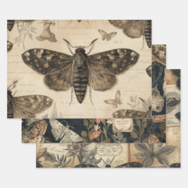 Cottagecore Maanvlinder Gotische Tuin Inpakpapier Vel
