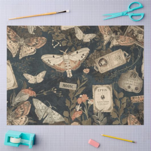 Cottagecore Maanvlinder Kruiden Apotheek Tissuepapier (Craft)