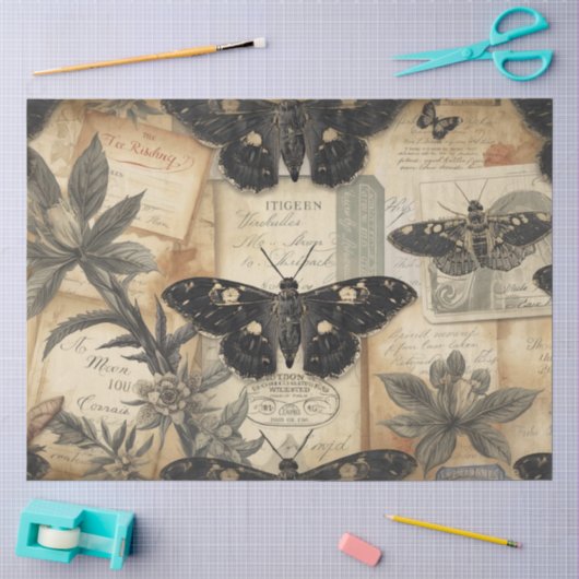 Cottagecore Maanvlinder Kruiden Apotheek Tissuepapier (Craft)