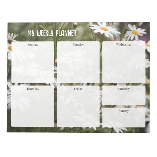 Cottagecore Madeliefje Bloem Weekplanner Notitieblok (Voorkant)