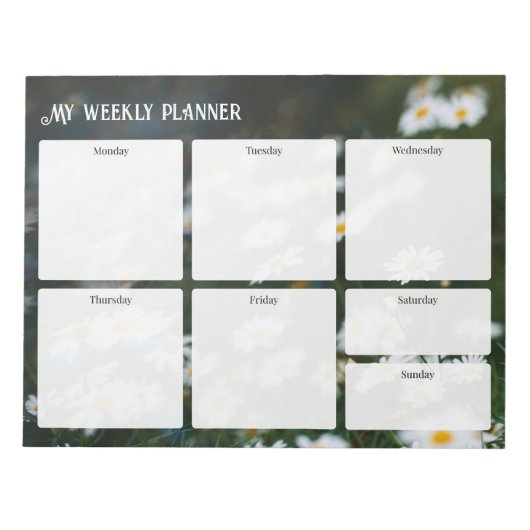 Cottagecore Madeliefjestuin Weekplanner Notitieblok (Voorkant)