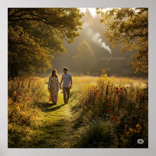 Cottagecore Meadow Walk Poster (Voorkant)