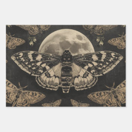 Cottagecore Moon Moth Gothic Garden Inpakpapier Vel