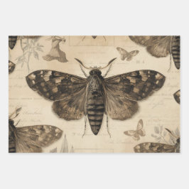 Cottagecore Moon Moth Gothic Garden Inpakpapier Vel