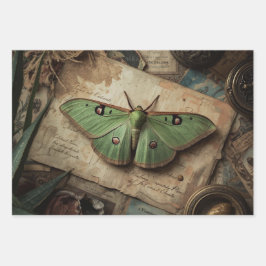 Cottagecore Moon Moth Gothic Moon Moth Nocturne Inpakpapier Vel