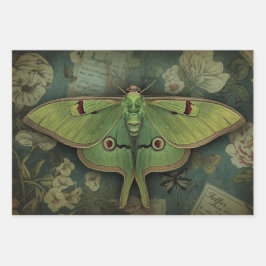 Cottagecore Moon Moth Gothic Moon Moth Nocturne Inpakpapier Vel
