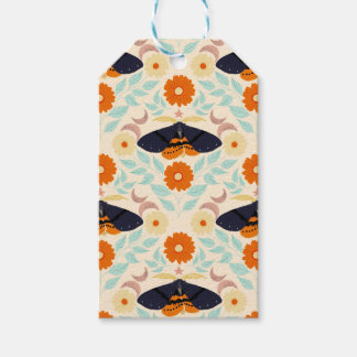 Cottagecore Mottenpatroon Kunst | Retro Bloemendes Cadeaulabel
