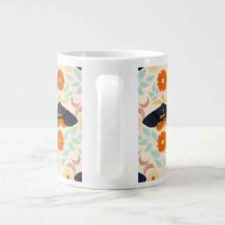 Cottagecore Mottenpatroon Kunst | Retro Bloemendes Grote Koffiekop