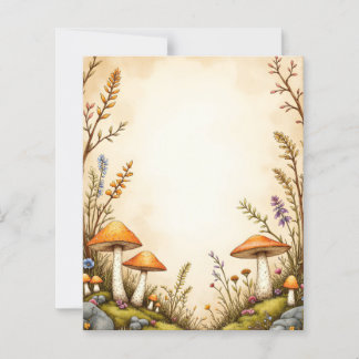 Cottagecore Mushroom and Wildflower Stationery Bor