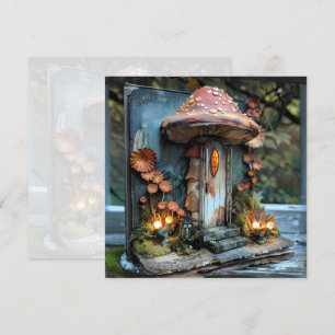 CottageCore Mushroom Blauw Boek Tijdschrift Scrapb Kaart