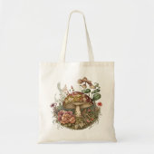 Cottagecore Mushroom & Bloemen Canvas tas (Voorkant)