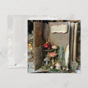 Cottagecore Mushroom Book Mossy Scrapbook Journal Kaart