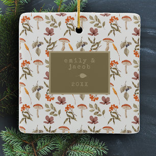 Cottagecore Mushroom Botanisch Afbeelding Kerstmis Keramisch Ornament