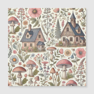 Cottagecore Mushroom en Bloemenpatroon