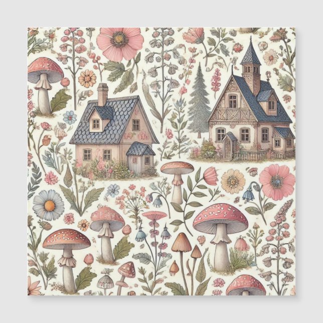Cottagecore Mushroom en Bloemenpatroon (Voorkant)