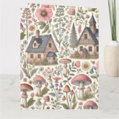 Cottagecore Mushroom en Bloemenpatroon Kaart (Achterkant)
