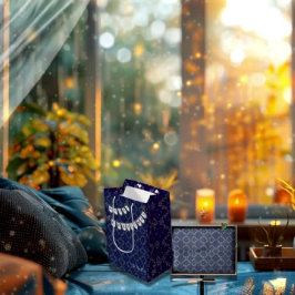 Cottagecore Navy Kerst Vrolijke Kersthanger Medium Cadeauzakje