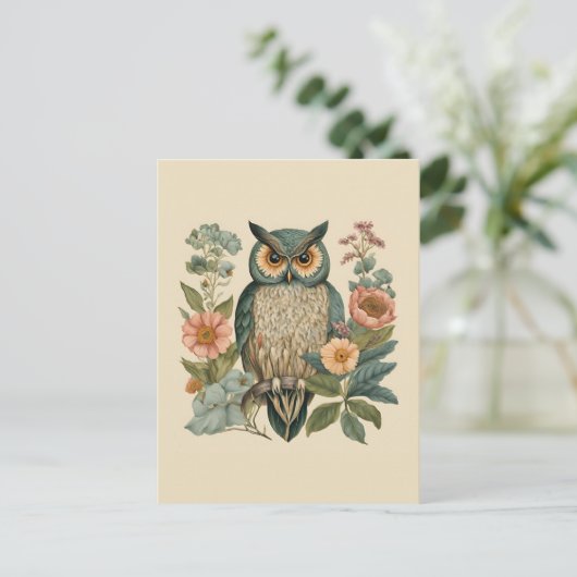 Cottagecore Owl Briefkaart (Staand voorkant)