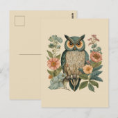 Cottagecore Owl Briefkaart (Voorkant / Achterkant)