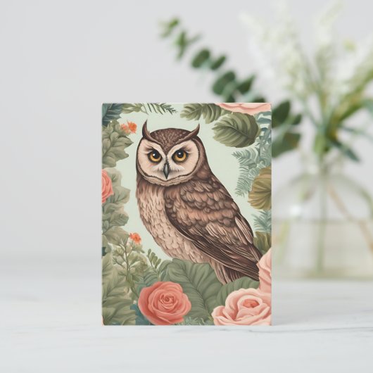 Cottagecore Owl Briefkaart (Staand voorkant)