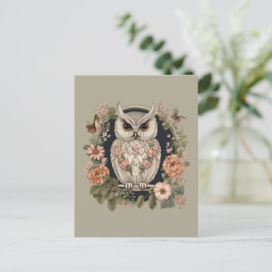 Cottagecore Owl Briefkaart (Staand voorkant)